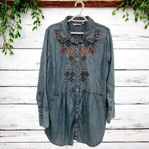 Soft surroundings embroidered tunic with pockets women’s size XL